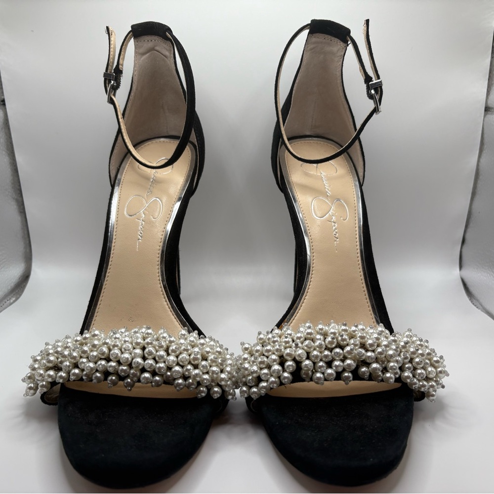 Jessica Simpson Black and White Embellished Heels